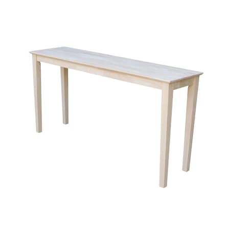 International Concepts Rectangle Shaker Console Table Extended Length, 60 W, 16 L, 30 in H, Wood, Unfinished OT-696789